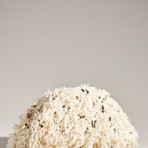 Anthropologie Cream Sequin Fringe Clutch